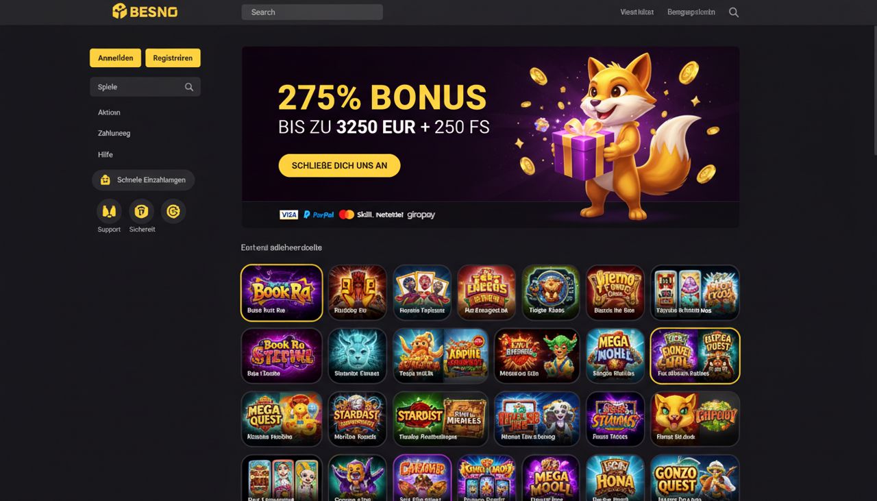 Startseite von Zoome mit Willkommensbonus und Spielauswahl