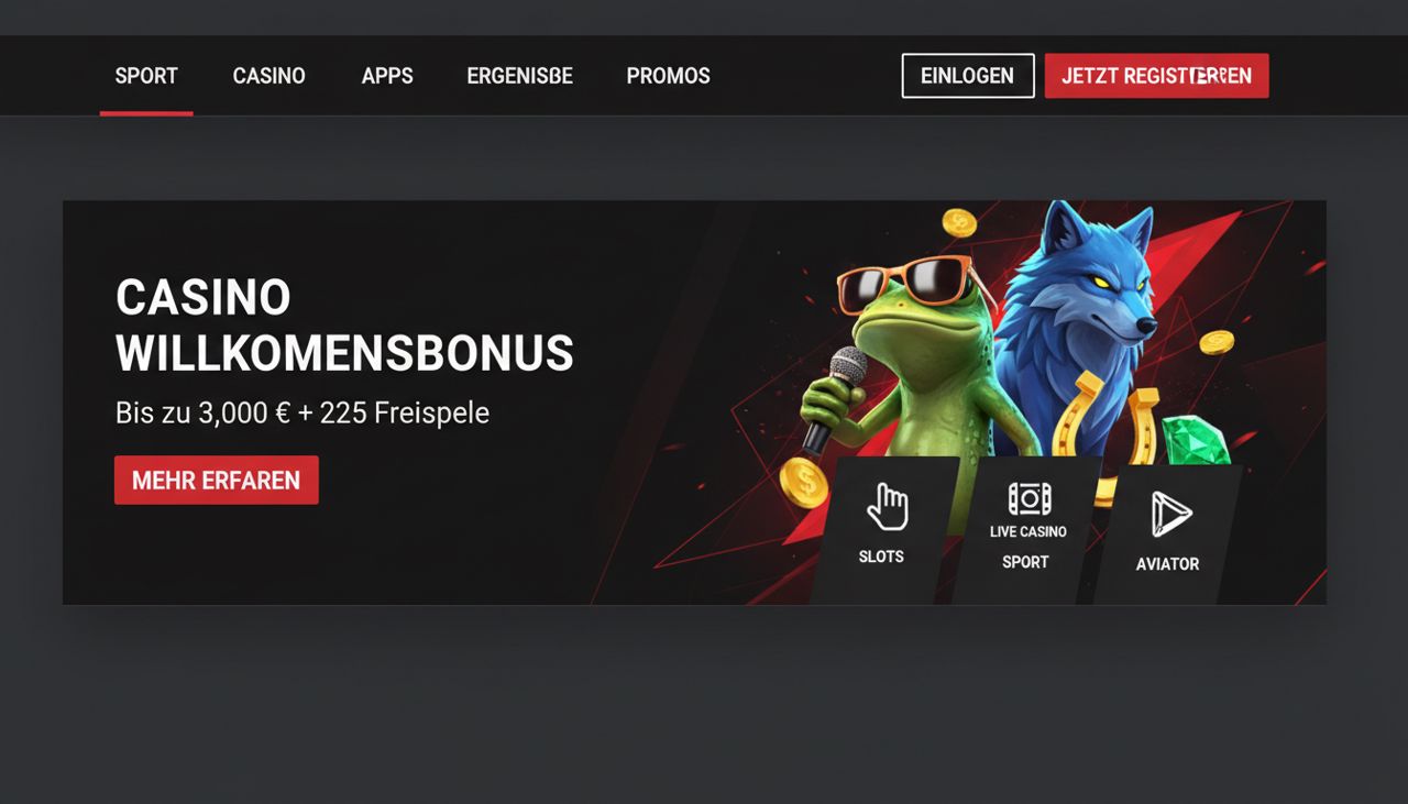 Startseite von Fonbet mit Casino-Willkommensbonus und Bereichen für Slots, Live Casino und Sport