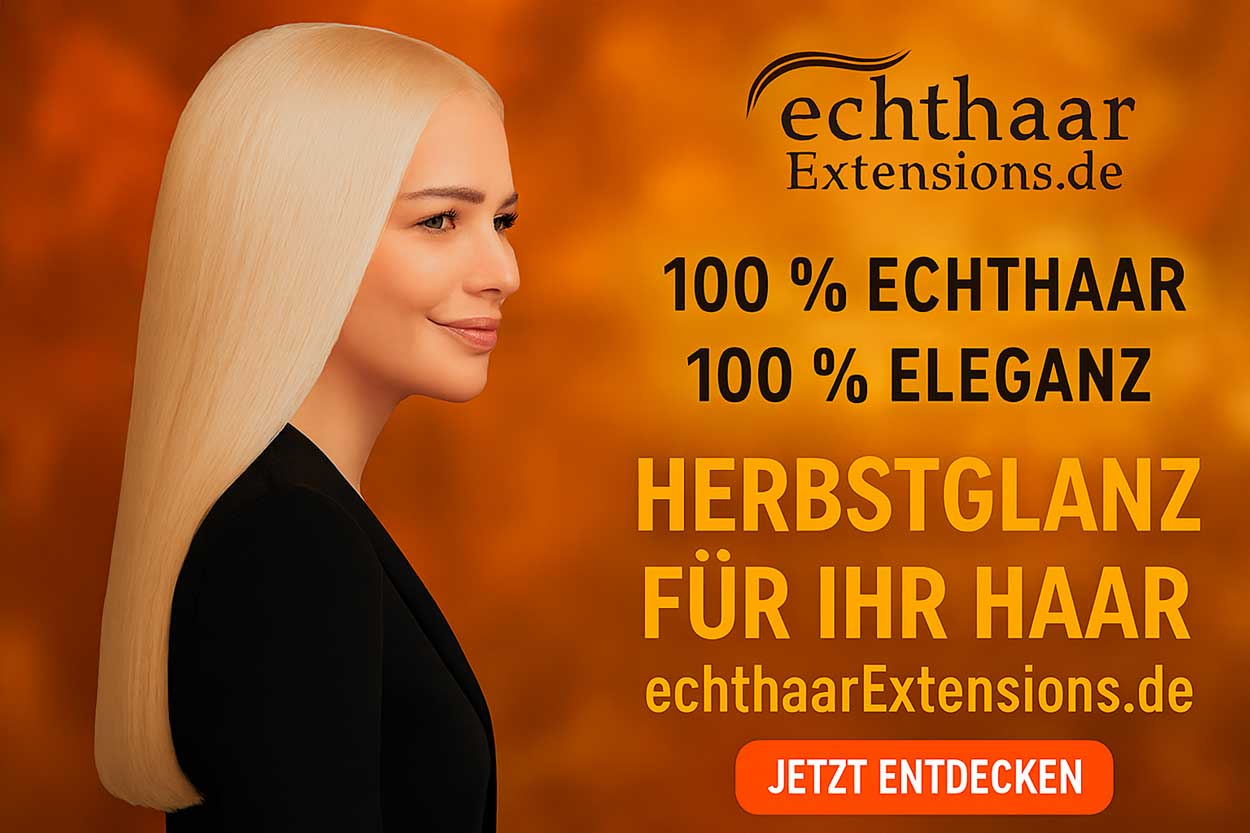 Herbstglanz für ihr Haar, Banner von Echthaar Extensions kaufen und schöne Haare geniessen