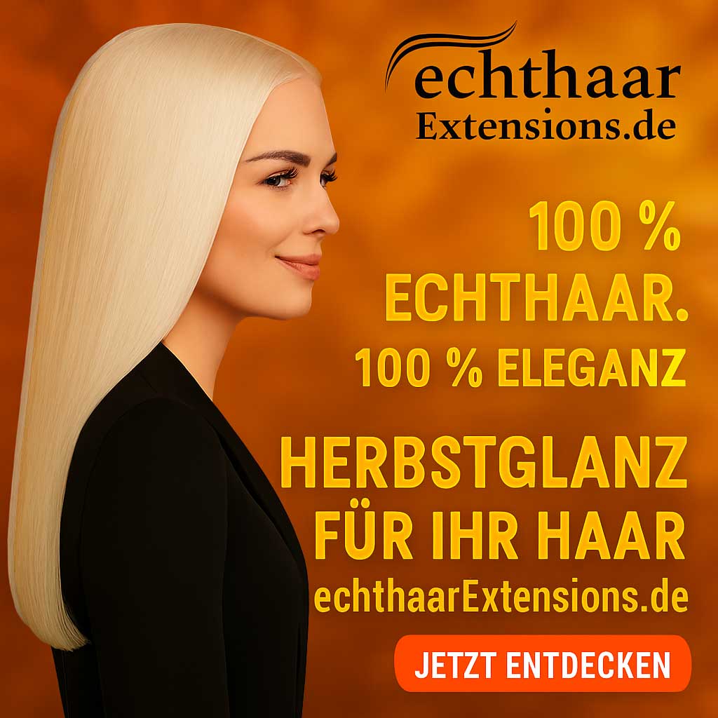 Herbstglanz für ihr Haar, Banner von Echthaar Extensions kaufen und schöne Haare geniessen